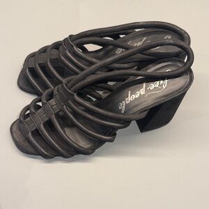 Free People Black Strappy Heels